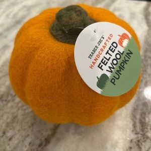 Trader Joe’s Handcrafted Felted Wool Orange Pumpkin Mid-Size New with Tag!